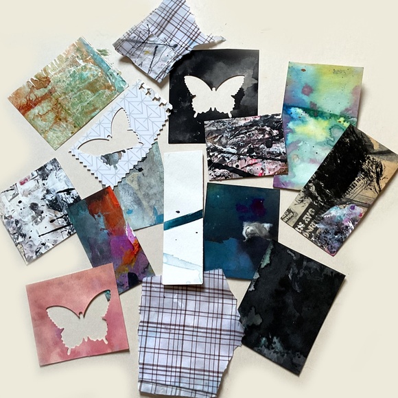 Junk Journal Pack 15+ Hand painted Pieces, Great for scrapbooking, collage - Picture 3 of 9